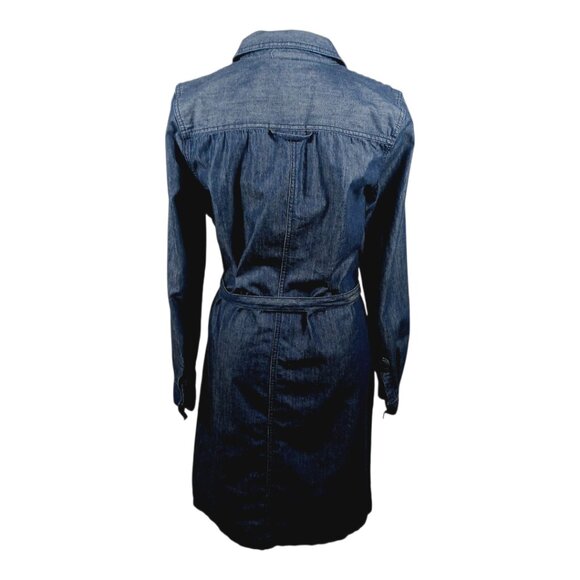 Old Navy Denim Dress, Shift with Belt, Size Medium, Long Sleeve, 1/4 Button Down - Picture 4 of 15